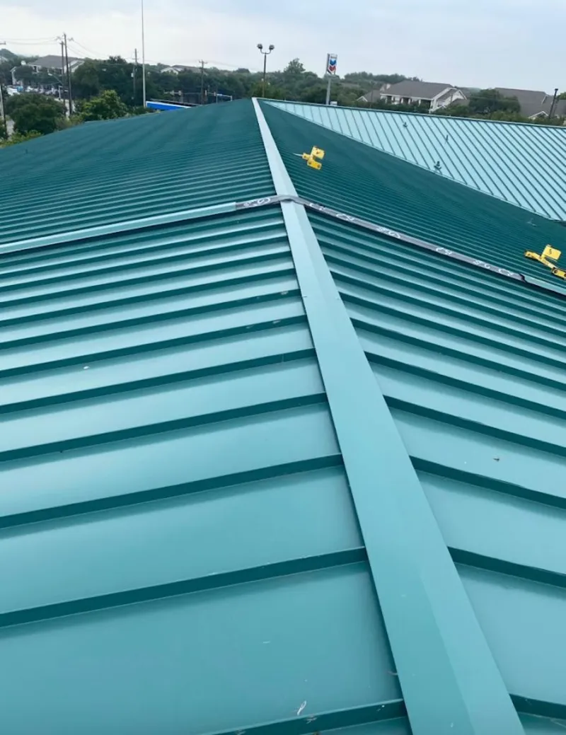 Green commercial metal roof ridge and valley for Metal Roof Repair in Moapa Valley